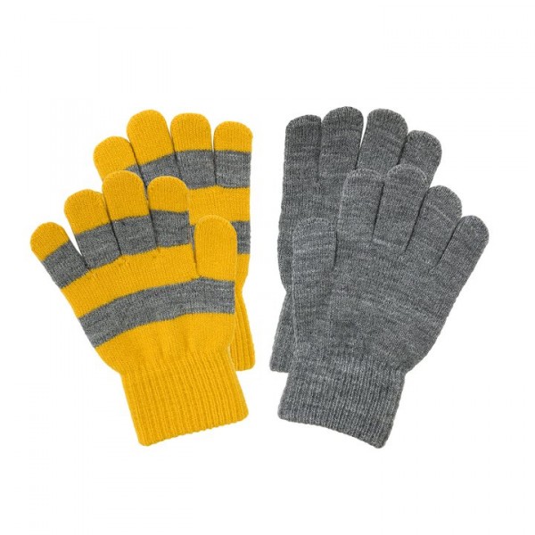 Villervalla gestrickte Fingerhandschuhe als Set mustard und grey melange