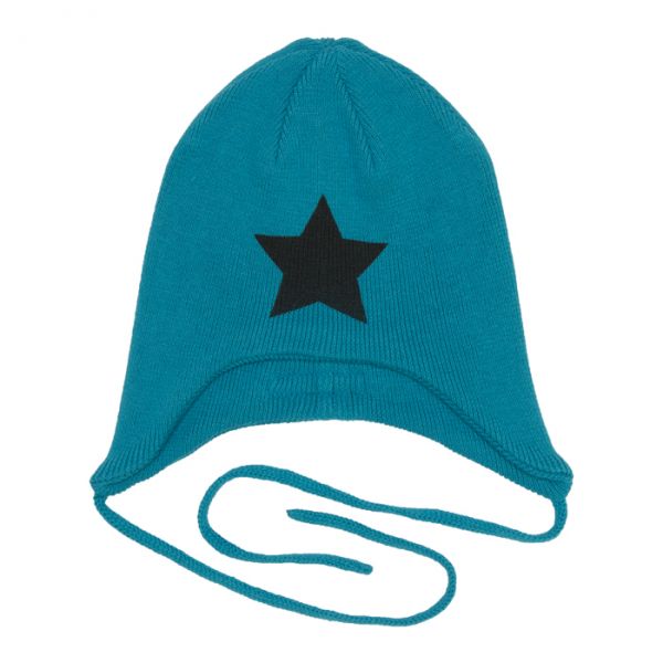 VILLERVALLA Knitted hat with string AQUA