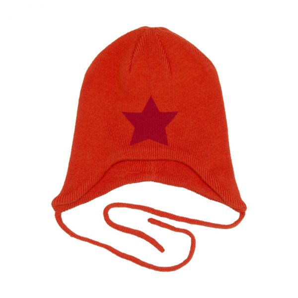 VILLERVALLA Knitted hat with string ORANGE