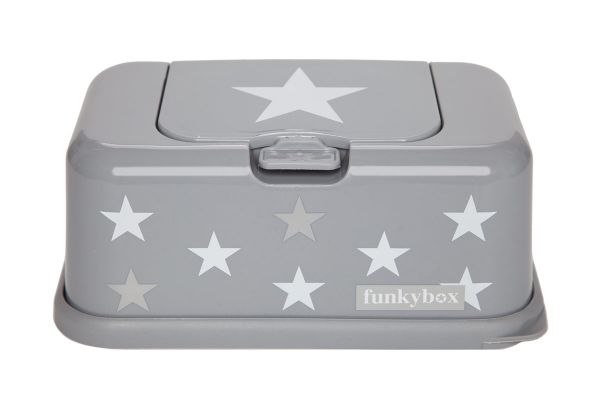 Funkybox Feuchttücherbox für den Wickeltisch oder die Toilette in grau mit Sternen