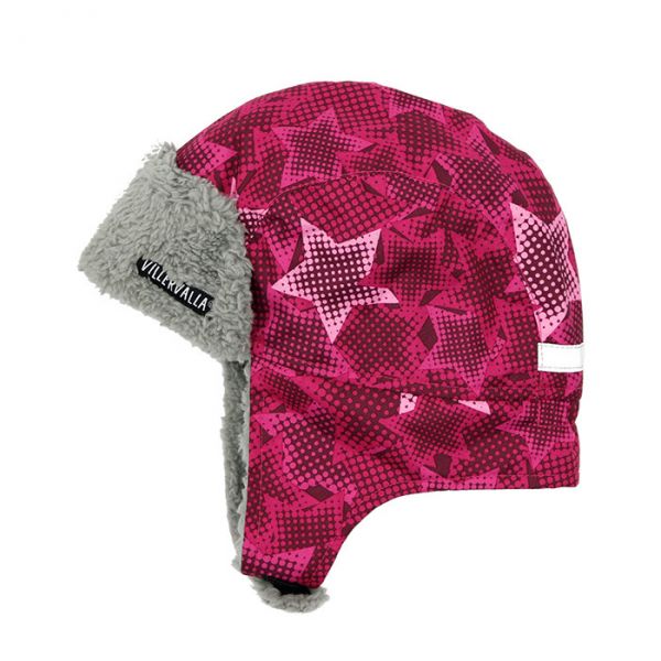 Villervalla Waterproof (8000mm) hat with fleece lining and taped seams cranberry star