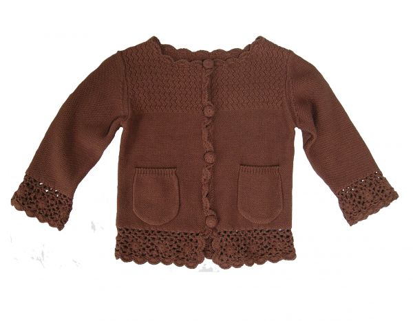 Snoozy Girls L/S Cardigan - Brown