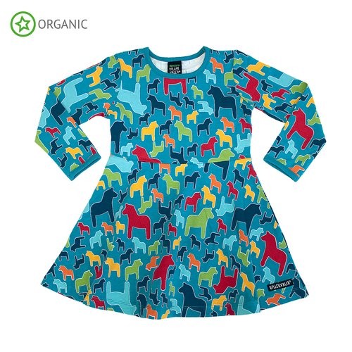 Villervalla langärmliges Schwingkleid fjord