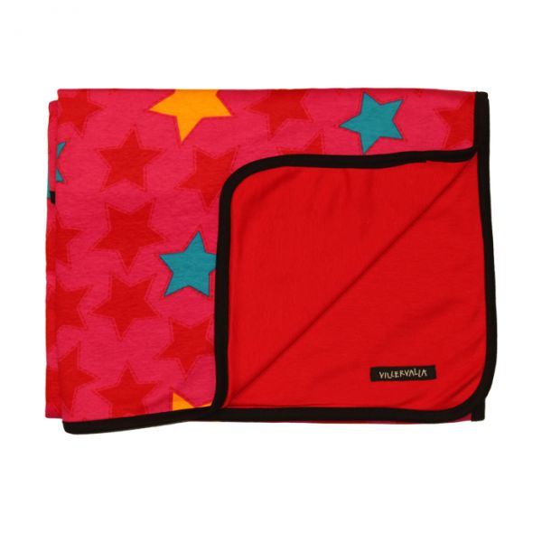 VILLERVALLA reversible blanket STARS DRK TOMATO