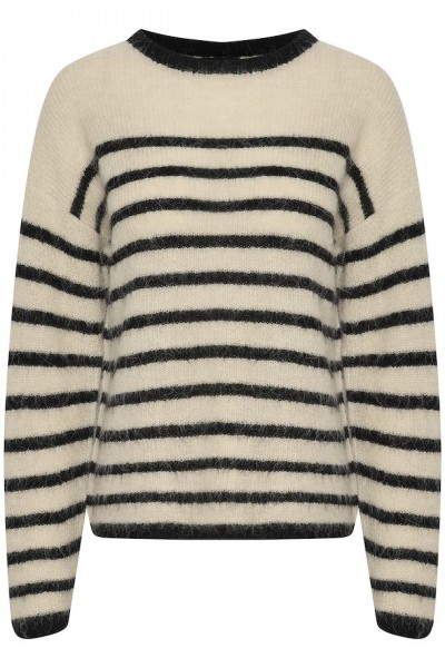 Soaked in luxury SL uesday Stripe Jumper LS bone white and black stripe