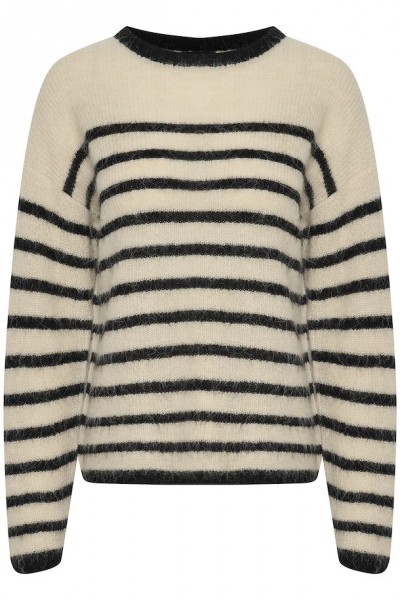 Soaked in luxury SL uesday Stripe Jumper LS bone white and black stripe