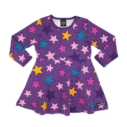 Villervalla langärmliges Schwingkleid aubergine