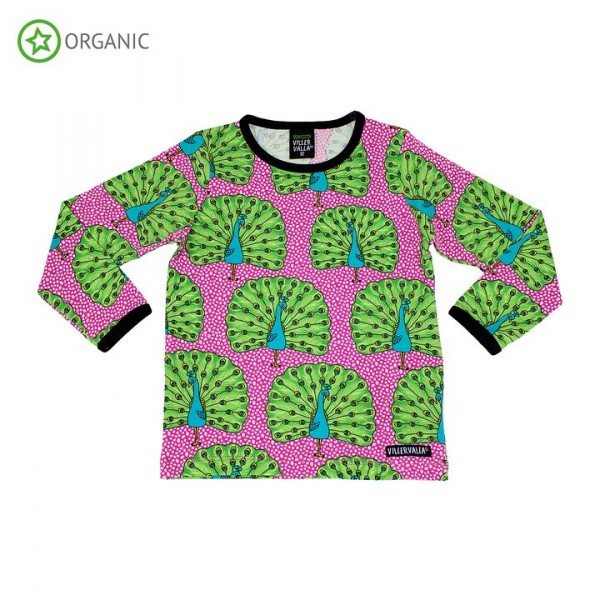 Villervalla langärmliges T-shirt peacock
