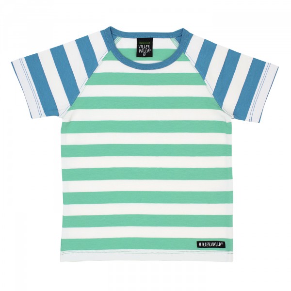 Villervalla Tshirt Stripes atlantis/pear