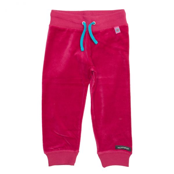 VILLERVALLA Soft velour pants with ribbed cuffs Drk cranberry