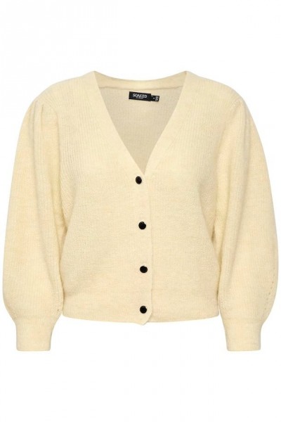 Soaked in luxury SL Tuesday Puf Cardigan ¾ in bone white