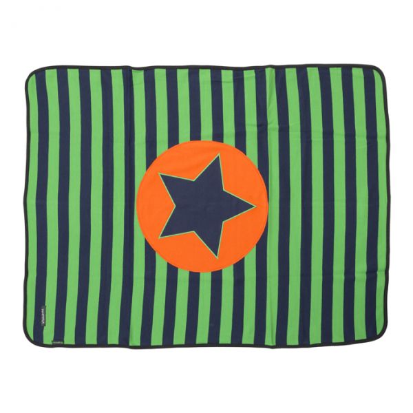 VILLERVALLA Soft tricot blanket. Navy/Basil