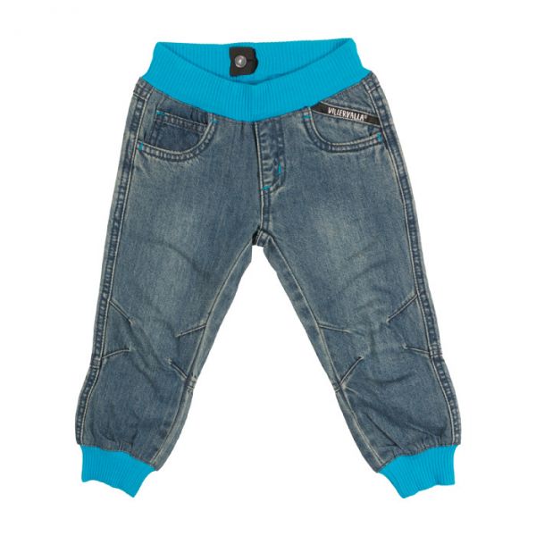 Villervalla Pants mosaic in soft denim with cuff and drawstring at waist and cuffed legs
