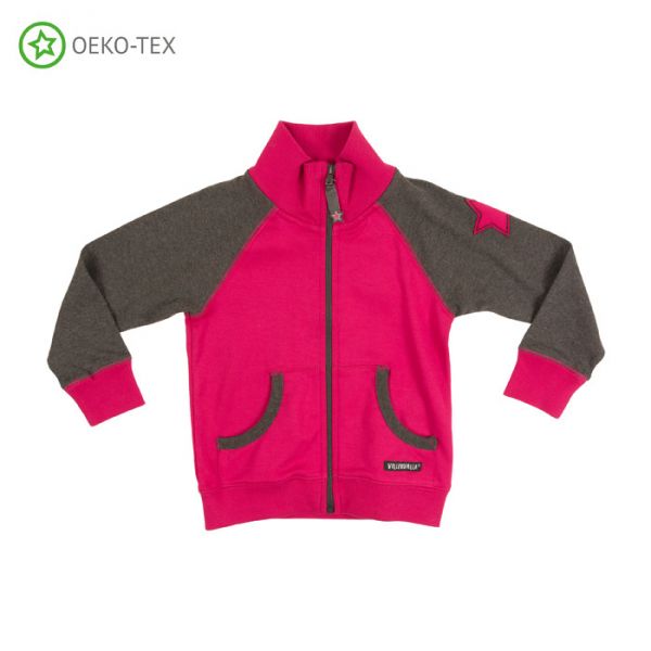 Villervalla Soft tricot jacket cranberry with zipper and cuffs
