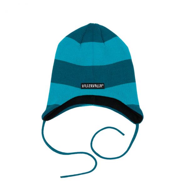 Villervalla Knitted hat with strings drk pacific/mosaic