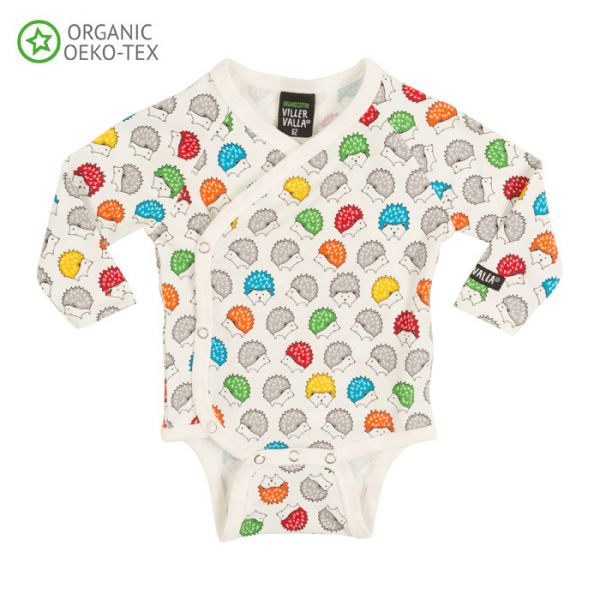 Villervalla Soft long sleeved wrap-over body hedgehog in tricot for babies
