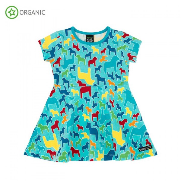 Villervalla kurzärmliges Schwingkleid lgt reef