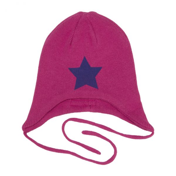 VILLERVALLA Knitted hat with string FUCHSIA